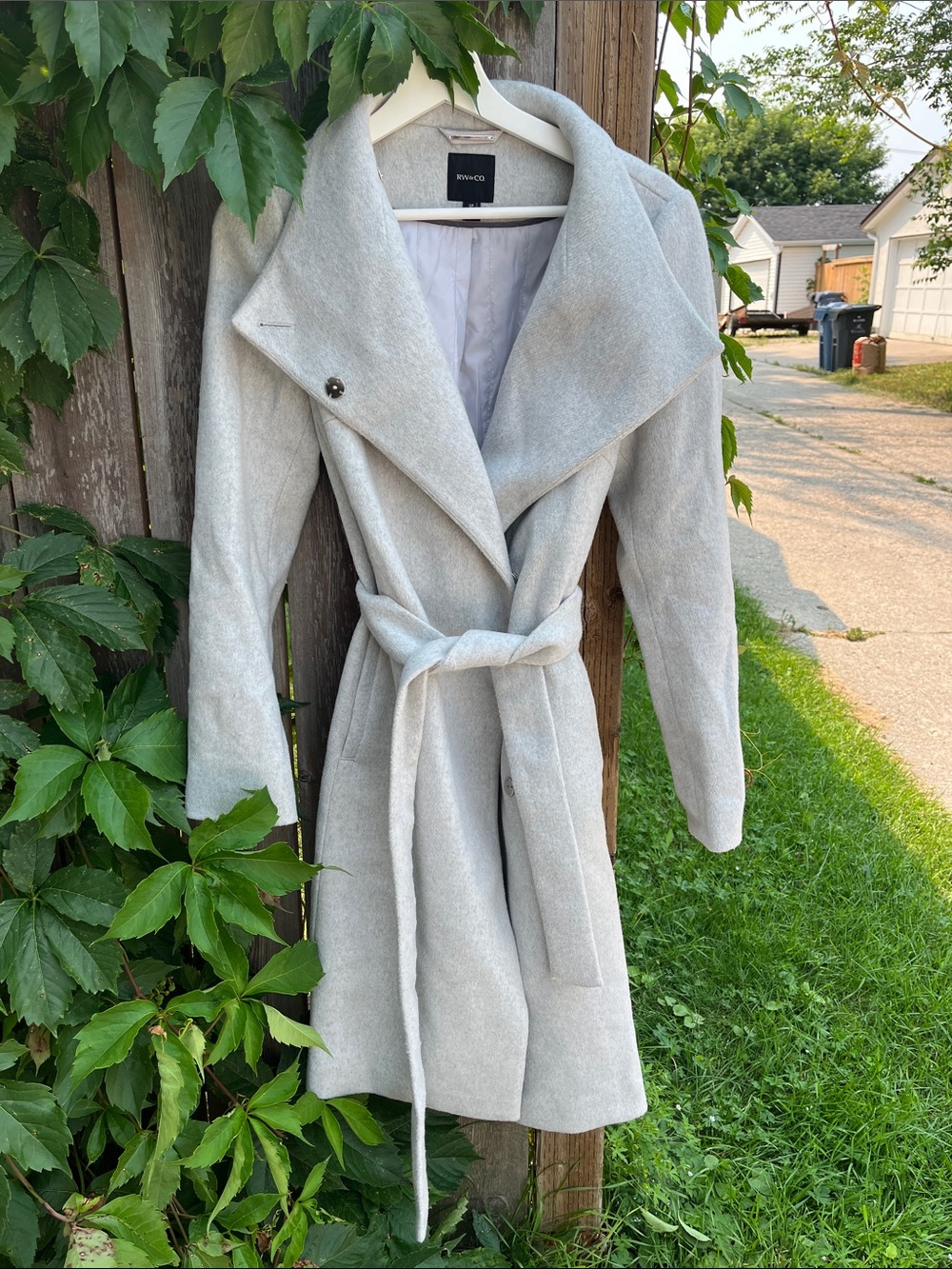 RW&CO. Light Gray Belted Wrap Trench Coat
